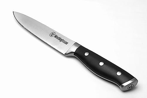 W Westinghouse Westinghouse 15cm Slicing Knife for Meat and Sushi, Stainless Steel Carving Knife, Ergonomic Handle Design Chopping Knife, Black WCKTSC15204