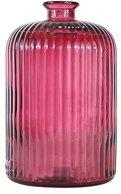 SENSEI MAISON - Vase en verre recyclé strié h 23 cm KOKILLE - 23 cm - Fushia