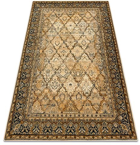 rugsx Wollteppich für Wohnzimmer, Schlafzimmer, traditionell Omega Grenada, Rahmen, Diamanten, orientalisch, Cognac 235x350 cm