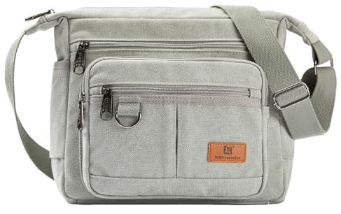 Rfid Umhängetasche mit Wasserflaschenhaltern, 13-Zoll-Laptop-Umhängehandtasche, Aktentasche Geldbeutel mit integrierter Brieftasche und Telefontasche, Multi-Pocket, Reißverschluss oben (Asche Grau)