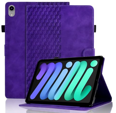 Vkooer Case for iPad Mini 7 (A17 Pro) 2024 7th Generation/iPad MINI 6th Generation 2021 8.3 inch, PU Leather Folio Flip Cover Smart Shell with Auto Sleep/Wake Multi Angle Viewing Stand, Purple
