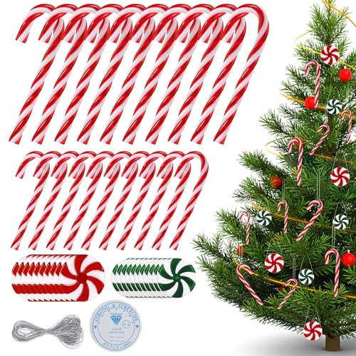 E-051 Christbaumschmuck 42 Stücke Weihnachtsbaumschmuck Xmas Deko Baumschmuck Weihnachten Zuckerstangen Zuckerstangen Deko für Weihnachtsdekoration Herstellung von Süßigkeiten Girlande