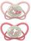 nip - Butterfly Night | 16-32 Monate | 2er Pack | Stillfreundlicher, zahnfreundlicher Babyschnuller mit Leuchtknopf inkl. Schnullerbox. Nachhaltiger Schnuller mit weichem Silikonsauger, Rosa/Rot