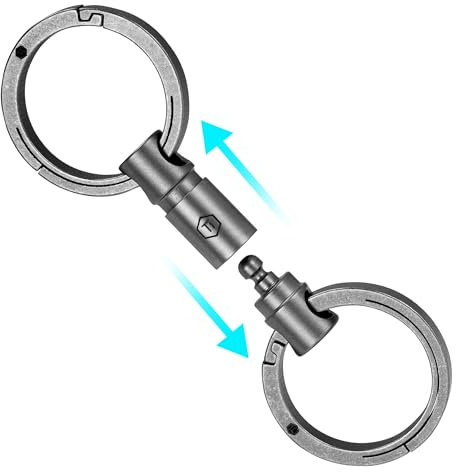 KeyUnity KA38SW Doppelendige Abnehmbare Schlüsselringhalter, Titanium Drehbare Schlüssel Organizer Linker für Karabiner, Doppelendige Swivel Keychain für die Verbindung von Home Keys & Karabiner