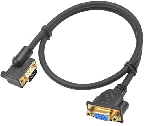 Maxhood VGA Extension Cable 1.5FT, Right Angle VGA Male to Female Cable, 90 Degree VGA 15 Pin Adapter, VGA Extender Cable Support 1080P Full HD for PC Laptop TV Projector