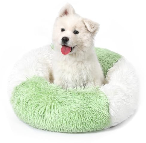 Belababy Donut-Hundebett mit abnehmbarem Bezug, waschbares Hunde- und Katzenbett für kleine, mittelgroße Hunde, beruhigendes Haustier-Welpenbett und flauschiger Plüsch-Kuscheltier mit rutschfester