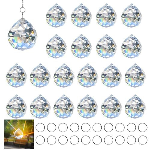 RHQFDM 20 Bolas de Cristal Colgantes para Candelabros Feng Shui Suncatcher Prisma Decoración