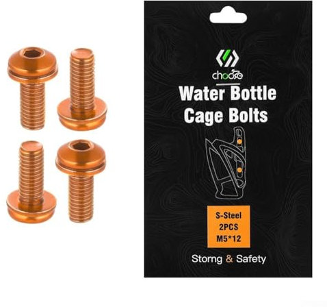 Lot de 4 vis de fixation pour porte-bidon de vélo en alliage d'acier , M5 x 12 mm (orange)