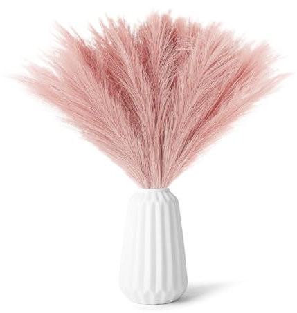 30 Stücke Pampasgras Trockenblumen Rosa, Naturalnh Künstlicher Pampas, Deko Gras Flauschig, Trockenblumen Boho für Hochzeit und Heimdekoration