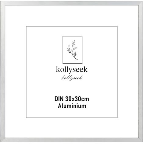 kollyseek marco de aluminio 30 x 30 cm marco de cartel metálico plateado con marco de vidrio acrílico moderno indestructible, cartel de marco con Canal de imagen foto foto plateada