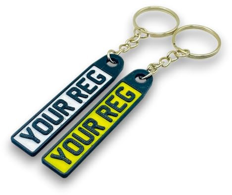 Car Reg Personalised Keyring with 10-Character Name or Registration, 3D Printed in the UK