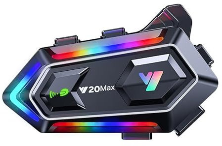 NXPGKEA Motorcycle Helmet Speakers, Waterproof Motorbike Helmet Intercom Communication System Bluetooth Headset Helmet Headphone Hi-Fi/IPX6 All Helmet 1000mAh 300m Music Sharing GPS with Soft Mic RGB