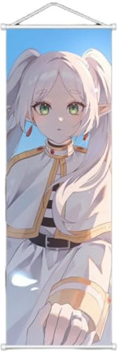 Sonsoke Frieren Beyond Journey's End Anime Figur Wandkunst Poster Wandbehang Scroll Poster Leinwand Kunst Wandrahmen Schlafzimmer Dekor 70 x 25 cm (Frieren 1)
