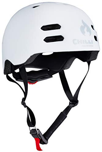 Chilli Pro Scooter Leichter Inmold Helm I Grössenverstellbar I Magnetverschluss I belüftet für Stunt-Scooter I Skateboard I Inlineskates I Fahrrad I BMX I Dirt I E-Scooter Weiß, S = (53-55cm)