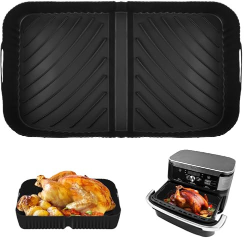 Hivio Air Fryer Liners Silicone for Ninja Flexi Drawer Air Fryer AF500UK, Air Fryer Accessories for Ninja Foodi Flexdrawer Air Fryer 10.4L AF500UK large airfryer liners for Ninja Megazone air fryer