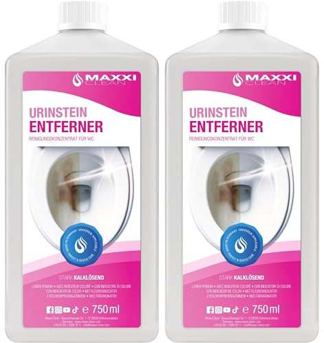 Maxxi Clean | 2x 750 ml Urinsteinentferner [Extra Stark] | Extrem kraftvoller & sparsamer WC-Reiniger | Entfernt hartnäckigste Ablagerungen wie Urinstein & Kalkstein