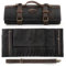 XINZUO Bolsa para Cuchillos Negra, Estuche Profesional para Cuchillos de Chef, 12 Ranuras, Impermeable da Lona Encerada de 16oz y Cuero, Bolsa Enrollable para Utensilios de Cocina (Sólo Bolsa)