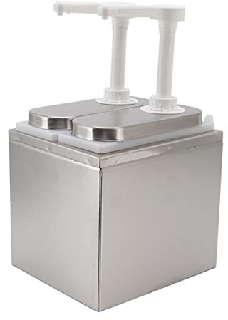 Sauce Dispenser Restaurant Pump Commercial, Restaurant Large Ketchup Dispenser Dual Head Stainless Steel Condiment Pump Station Quantitativ Sauce Pump Container (1L Double Pump)