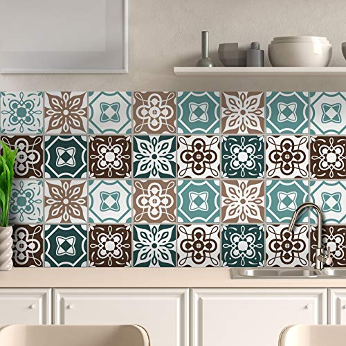 AREDE 32 x Adhesivos de Pared Azulejos / 15 x 15 cm/Pegatinas Autoadhesivos Láminas Decorativas para Decoración del Hogar, PVC Vinilos Mosaico Impermeables para Baño, Cocina y Salón / T1003