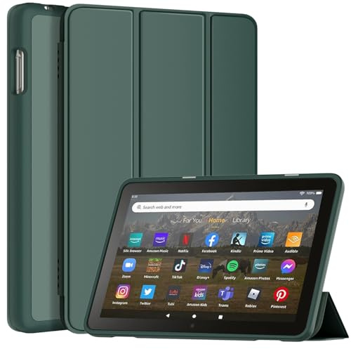 Sonlaryin Dreifach Faltbarer Vorderseite aus Leder und Weich TPU Rückseite Hülle, Nicht für Samsung iPad 9.Gen, Dunkelgrün