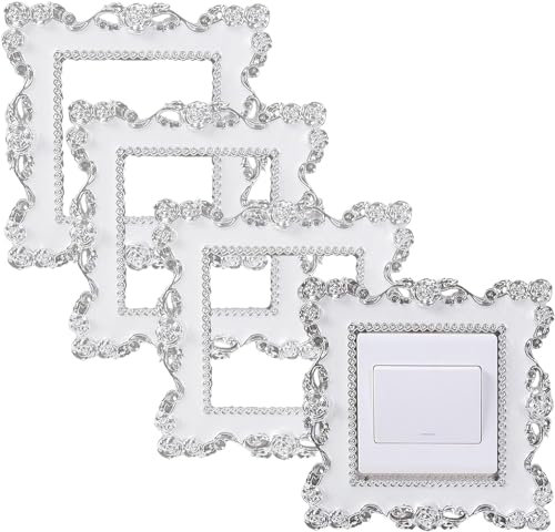4Pcs Light Switch Surround, Light Switch Surround White, Light Switch Cover, Light Switch Covers Decoration Wall, Light Switch Cover Plates, for Living Room, Office, Home