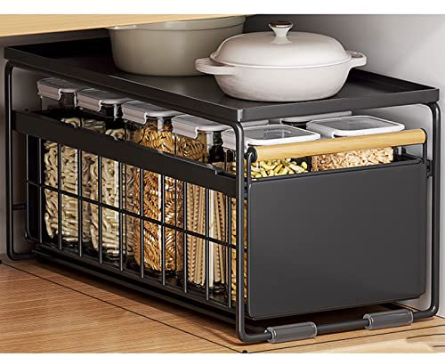Ablagefach unter der Spüle, 2-stöckig, ausziehbarer Spülenschrank, Organizer, Schlankes Auszug für Küchenzeile, ausziehbarer Badschrank