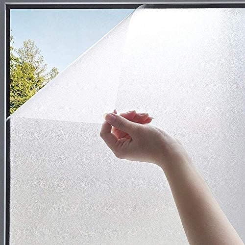 VeloZenith Fensterfolie Blickdicht von Aussen Fensterfolie Selbsthaftend Anti-UV Sichtschutz Milchglasfolie Selbstklebend ohne Klebstoff für Badezimmer Bad Geschäftsräume Wohnbereich(90 x 200 cm)