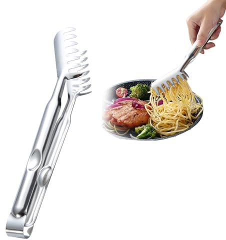 MOVKZACV Pastatång 28,3 cm, spagettång, pasta servering lera mat tång rostfritt stål spagettitång, pastatång med tenkhandtag, pastatång för spaghettibakning kök matlagningsverktyg