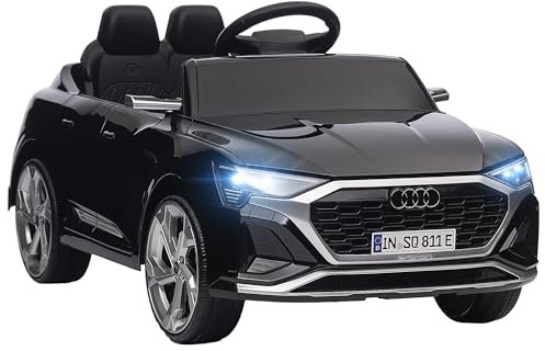AIYAPLAY Coche Eléctrico para Niños de +3 Años Audi Q8 Etron sportback Carro Eléctrico Infantil con Batería 12V Mando a Distancia Ruedas con Suspensión de Muelles Faros Bocina y Música Negro
