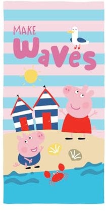 Peppa Pig und George Kinder-Handtuch, superweiches Gefühl, Wellen-Design, perfekt für Zuhause, Bad, Strand und Schwimmbad, Einheitsgröße, 70 x 140 cm