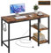 ADOV Computer Desk with Storage Shelves, 100x50cm Rustic Desk with 2-Shelve and Power Outlet, Classic Industrial Desk, Sturdy Work Table with Adjustable Shelves and Hook for Home Office Study Room