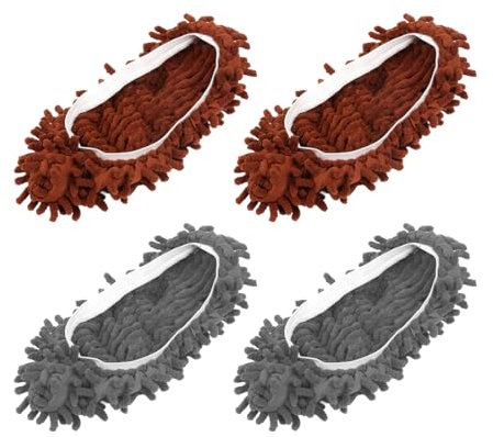 4 Stück Mop Schuhe, Abnehmbare Hausschuhe Bezüge, Waschbare Und Wiederverwendung Reinigungs Mop Schuhe, Mikrofaser Wischmopp Hausschuhe, MoppSocken