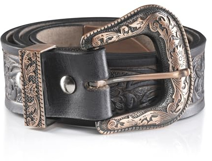 Angus Stoke Westerngürtel aus Büffelleder – Handgefertigter Cowboy- & Western-Gürtel für Herren und Damen mit Gürtelschnalle, Ledergürtel handgeprägt Jeremy