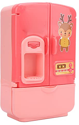 SUNGOOYUE Mini Fridge Toy Kids Refrigerator Toy Fridge for Children Double Door Mode Large Capacity Drawer Internal Partition Storage Safe ABS Material Play Kitchen Accessories for (Pink)