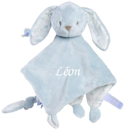 Doudou personnalisé Lapin vert 25 cm