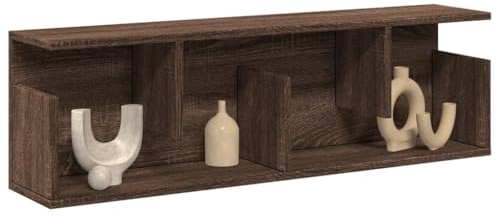 Teenpull Wandschrank 100x20x30 cm Braun Eichen-Optik, Holzwerkstoff, schwebende Wandregale für Stauraum, Pflegeleichte Hängevitrine für Küche, Schlafzimmer