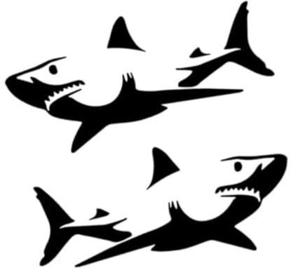 1 Paar 20x9cm Hai Silhouette Autoaufkleber, Wasserdichte Vinyl Aufkleber, Auto LKW Cargo Boot Wand Laptop Aufkleber, Außen Dekoratives Zubehör |# AZ300 (Schwarz)