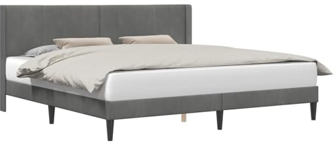 vidaXL Bettrahmen mit Kopfteil Dunkelgrau 180 x 200 cm Samt, Elegantes Schlafzimmer, modernes Bettgestell, robuste Samtpolsterung, luxuriöse Schlafmöbel, stilvolle Lösungen für Dein Zuhause