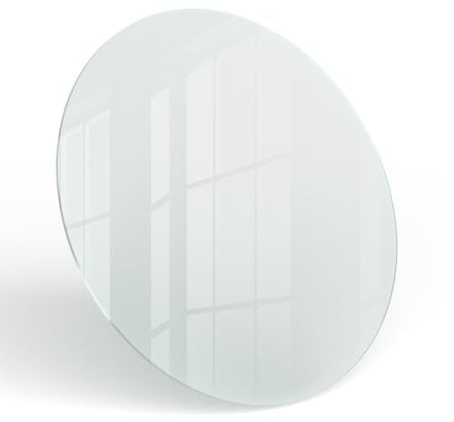 Plateau de Table en Verre Trempé Rond ø 50 cm | Plaque de Remplacement | avec Coussinets Antidérapants | Bords Polis | sans Montage | Rénovation de Meuble DIY - Verre Satiné