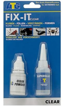 ATG® Sekundenkleber extra stark - Professioneller zwei Komponentenkleber für Kunststoff Glas Porzellan - Praktischer Alleskleber extra stark wasserfest - 10ml Industriekleber & 20g klares Granulat