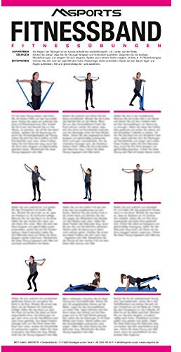 MSPORTS Übungsposter für das Fitnessband | ca. 44 x 21 cm | 9 Übungen