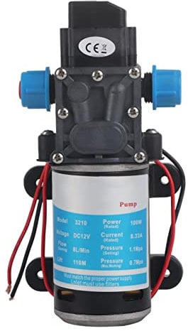 Qiilu 12V DC Pompe à eau auto-amorçante à diaphragme à haute pression 100W 8L / Min 160Psi pour le lavage