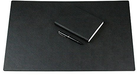 DELMON VARONE - Personalisierbare Schreibtischunterlage XXL aus Lederimitat Saffiano schwarz, Rutschfeste Kunstleder Schreibunterlage abwaschbar, Schreibtisch Unterlage ideal als Mauspad, 65 x 45 cm