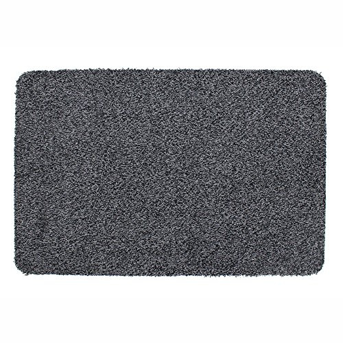 JVL Tanami Machine Washable Barrier Door Mat, 80 Percent Cotton/20 Percent Synthetic/Gel Backing, Charcoal, 40 x 60 x 0.5 cm