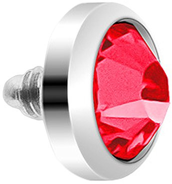Piercingfaktor Dermal Anchor Piercing Skin Diver Anker Aufsatz Kugel Aufsatzkugel Ball Flach Stecker mit Strass Stein Kristall 4mm Silber Rot