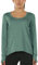 icyzone Damen Laufshirt Langarm Sport Shirt Atmungsaktive Langarmshirt Fitness Top Oberteil mit Daumenloch (L, Dunkelgrün)