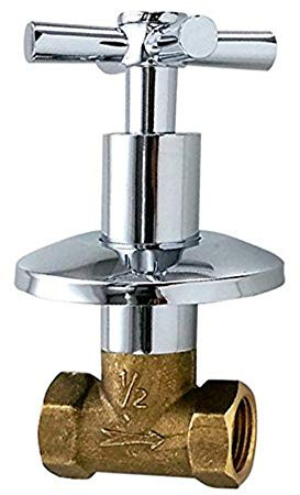 Weirun Messing 1/2 Zoll IPS oder G1/2 Unterputz-Wasserdusche Home Sanitär Absperrventil, gerades Ersatzteil mit Kreuzgriff, 1 Stück, Chrom