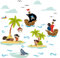 Little Deco Wandtattoo Piraten Schiffe & Schatzinsel I Wandbild 120 x 54 cm (BxH) I Motiv 1 Aufkleber Kinderzimmer Junge Babyzimmer Deko Wandaufkleber Baby Sticker DL333