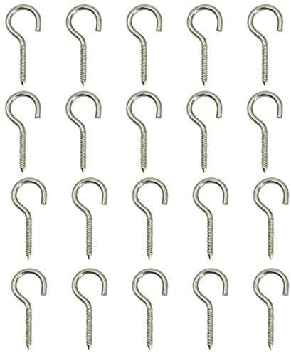 Drenky 20 Stück Cup Schraubhaken Deckenhaken M4 X 50 Schraubhaken Klein Ringschraube Hakenschraube Schraubhaken Edelstahl Mit Holzgewinde Gemacht Aus Edelstahl A2 (AISI 304) Für DIY-Projekt