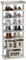 HOME BI Narrow Shoe Rack, Double Rows 7-Tier Wood Shoe Shelf, Vertical Shoe Storage Cabinet, Shoes Tower Organizer for Narrow Closet, Entryway, Hallway, Bedroom, White